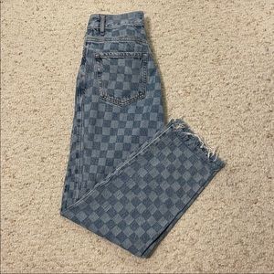 pacsun checkered high-rise straight jeans